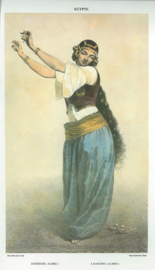 A Dancing Girl (Almeh) (1851) - Lithograph by Alexandre Bida and E. Barbot