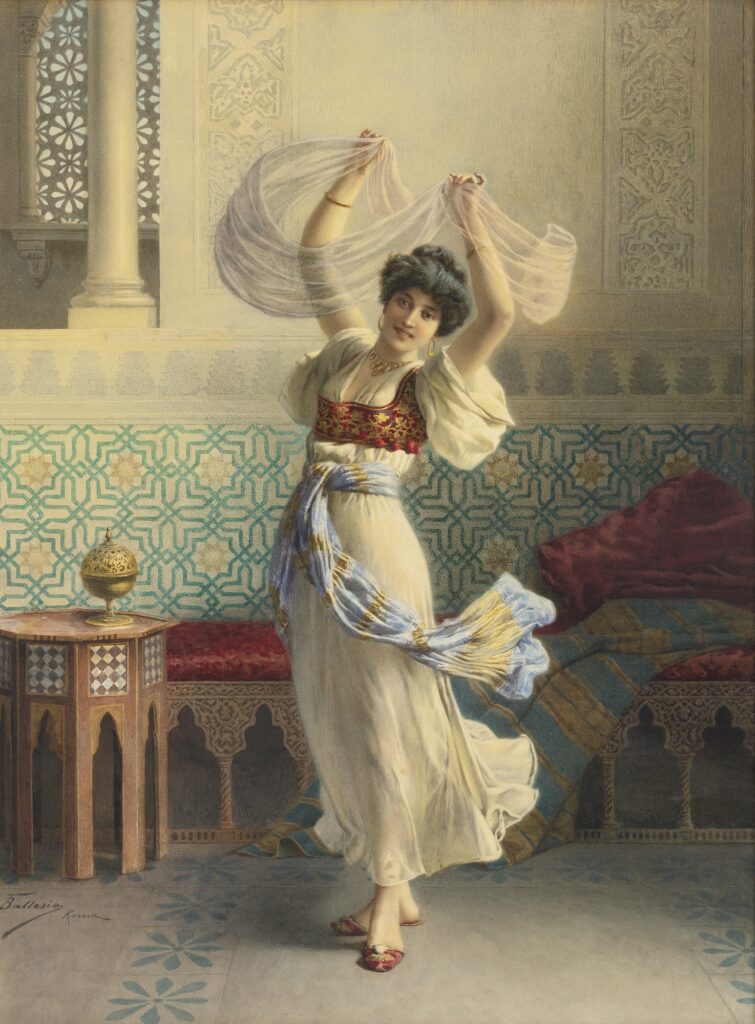 Artwork titled "Dance of the Veils" by Francesco Ballesio (1860-1923)