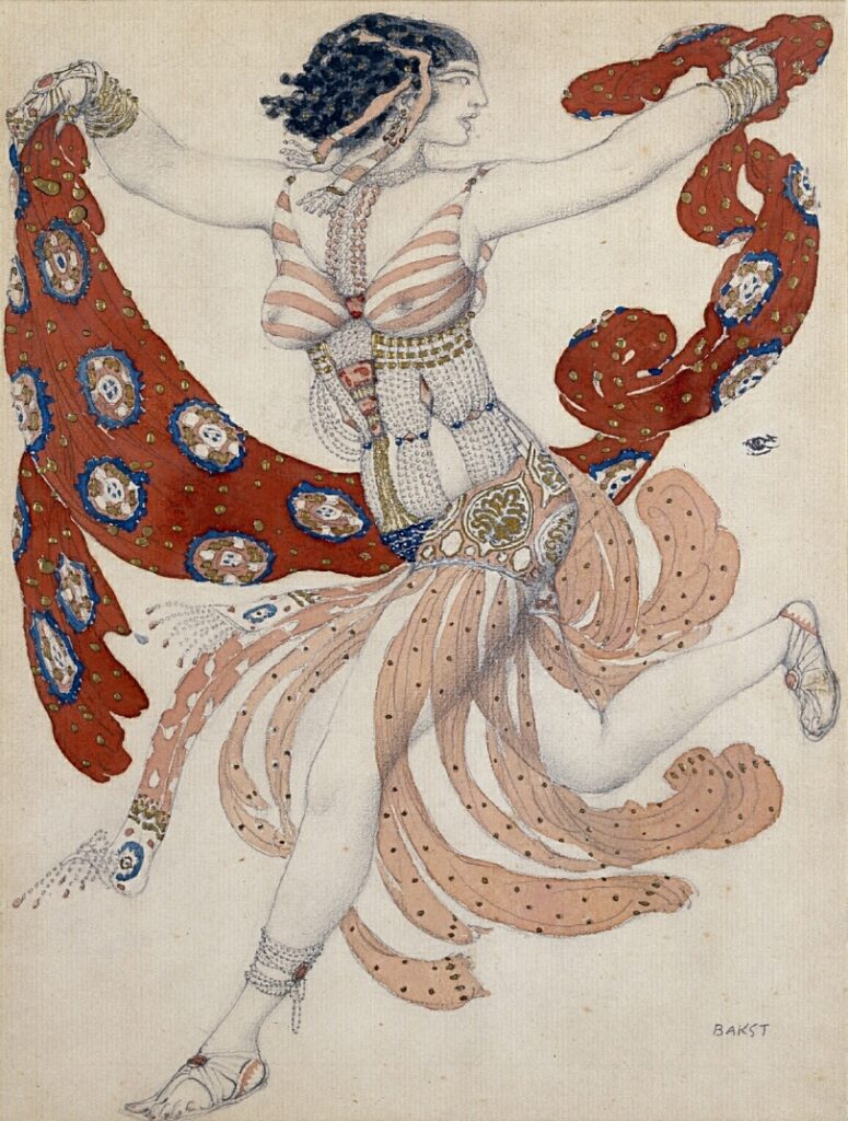 Costume design for Cléopâtra by Leon Bakst (1909)