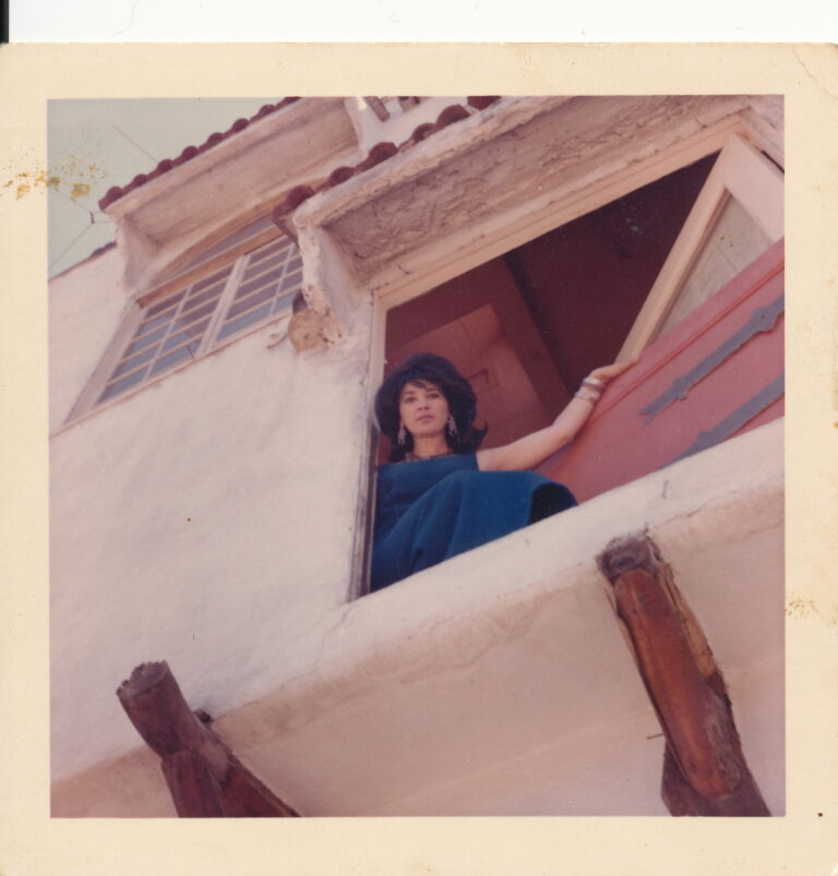 Jamila in Bob Gary's Hollywood home, known as the Jack London House at the time (ca. 1959).