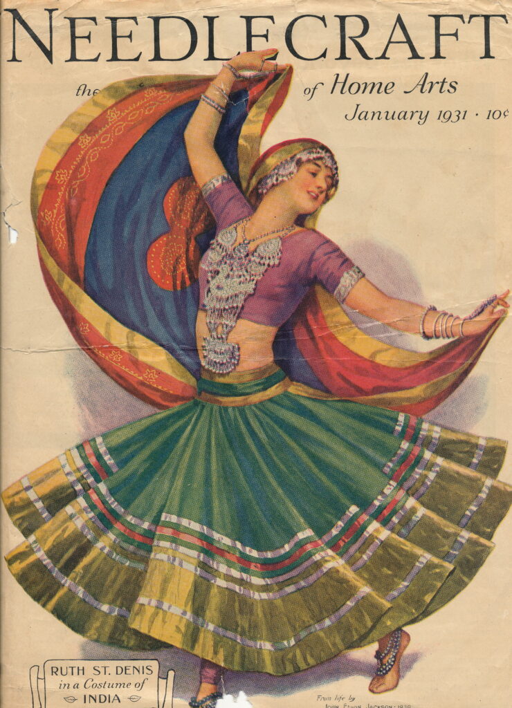 Ruth St. Denis in a Costume of India, Needlecraft magazine cover, January 1931