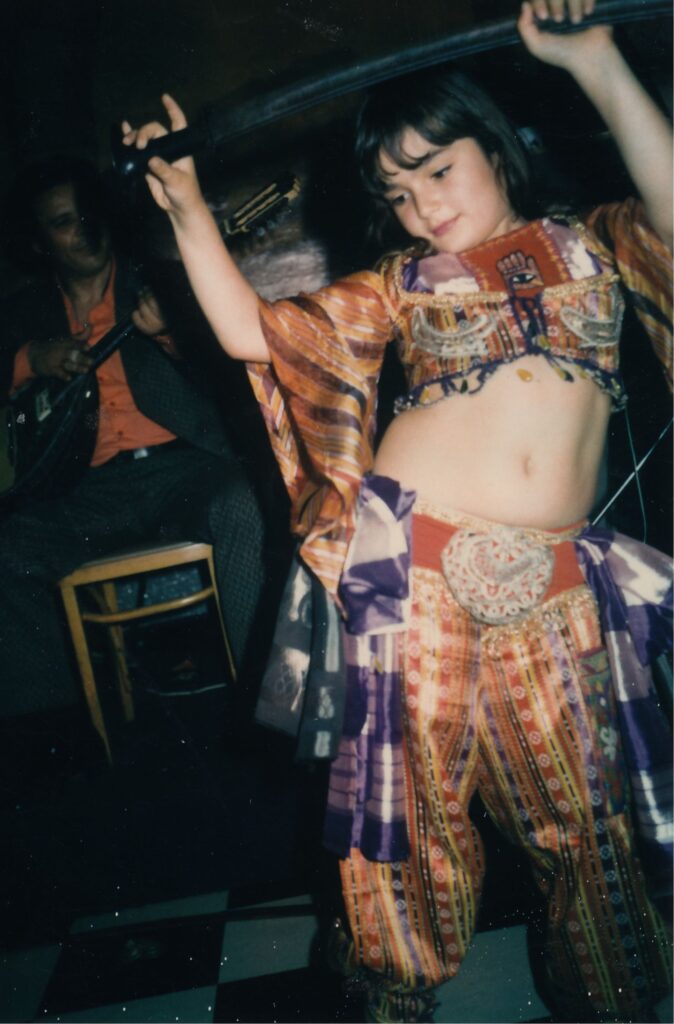 Suhaila performing with a sword around age 9 (1975).