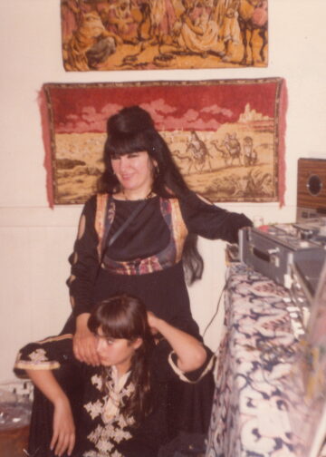 Jamila and Suhaila working the reel-to-reel music loops for Jamila's classes at her Broadway studio (1976).