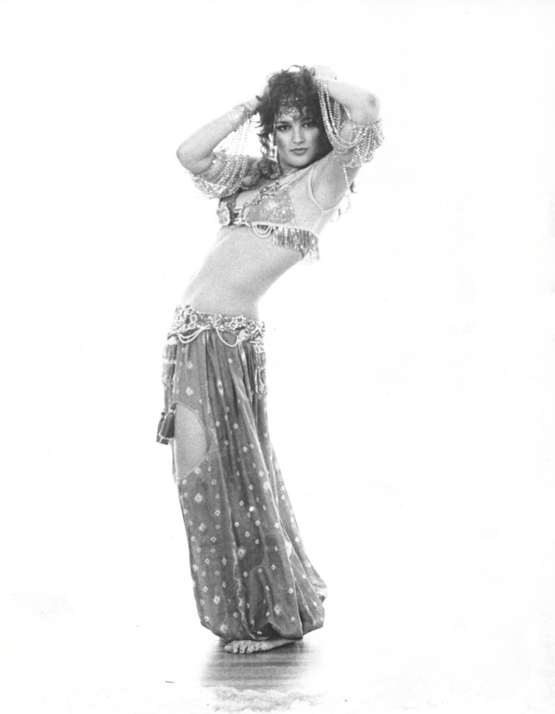 Suhaila Salimpour photographed around age 15 (1983) by the photographer for the San Francisco Ethnic Dance Festival. Suhaila's costume was inspired by a Leon Bakst costume sketch.