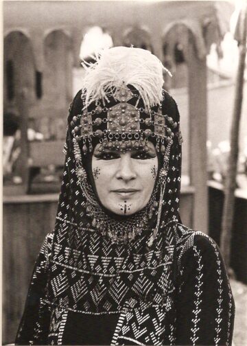 Jamla Salimpour wearing her full headdress for a Bal Anat performance.