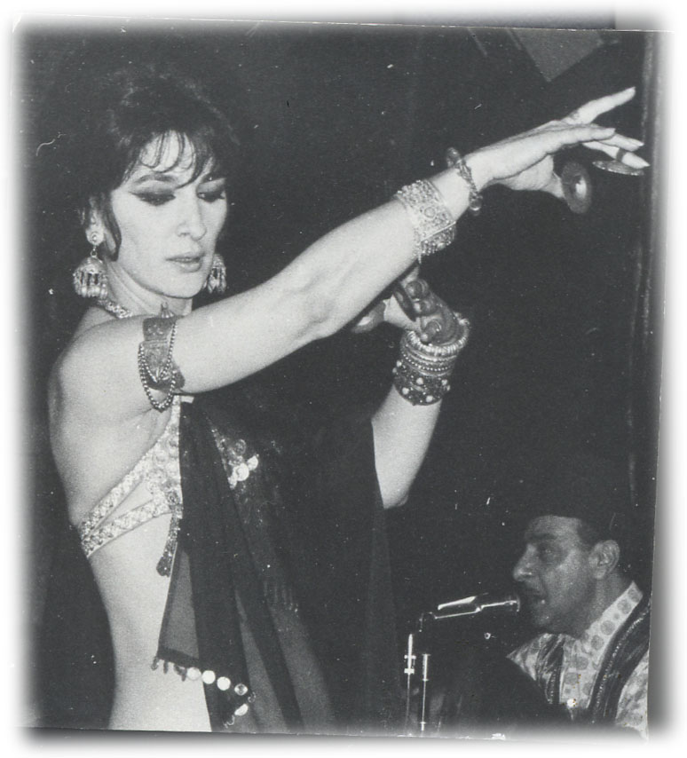 Jamila Salimpour performing in the early 1960s with finger cymbals.